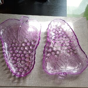 Purple Grape-Shaped Glass Serving Dishes